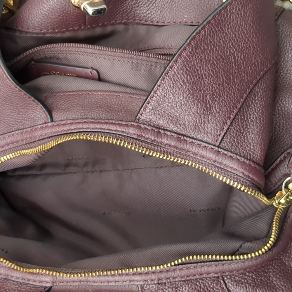 Coach Deep Burgundy Edie Leather Bag - Picture 10 of 16